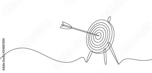 One Line Drawing of Target and Arrow