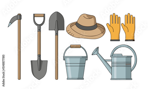 Essential Farm and Gardening Tools with Hat

