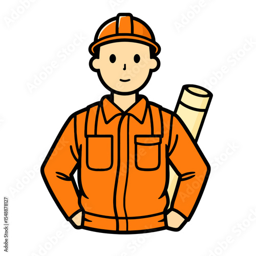 Construction worker illustration isolated on white background
