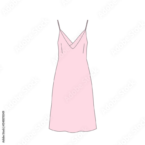 Pink slip dress fashion illustration isolated on white background