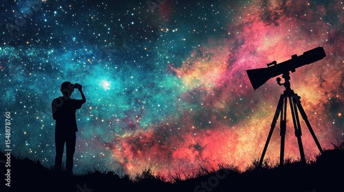 Silhouette of a person gazing at the cosmos
