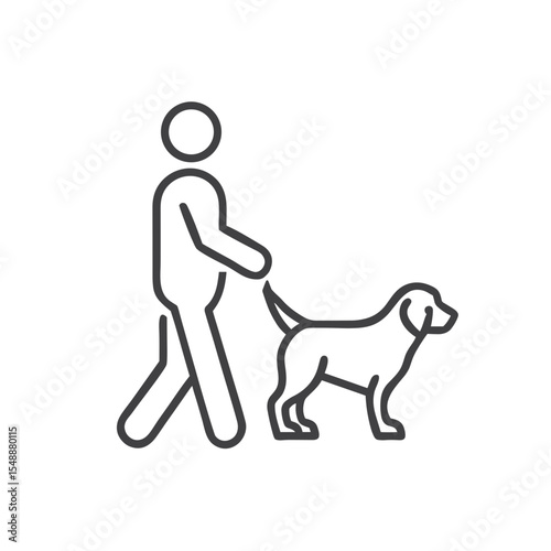 Person Walking Dog Icon for Pet Services, Dog Training Websites, Animal Exercise Blogs, Outdoor Activity Apps and Pet Care Educational Content