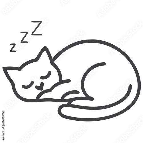 Sleeping Cat Icon for Pet Behavior Websites, Animal Rest Content, Veterinary Materials, Feline Wellness Blogs and Pet Comfort Marketing