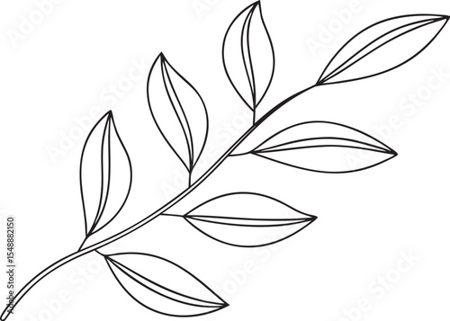 Abstract Botanical Twig in One Line Style – Modern Monoline Leaf Art for Eco, Nature, and Organic Themes