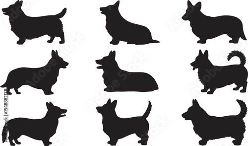 Silhouette Corgi Dog Breed Collection Vector Art Pet Animal Companion Friend