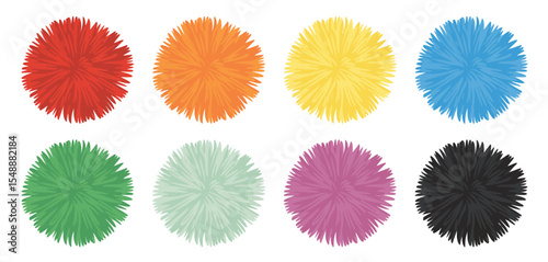 Set of Colorful Pom-Poms in Various Hues