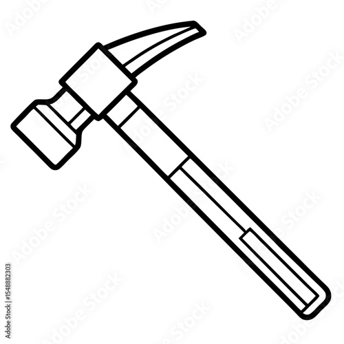 Construction Hammer Minimal Line Art