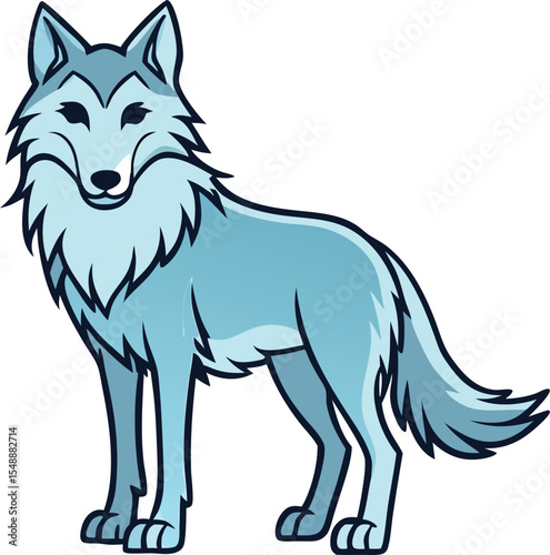 Cute blue wolf isolated on white background