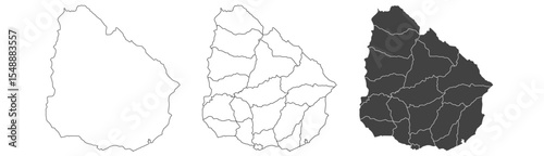 Uruguay map – vector illustration of departments and political borders
