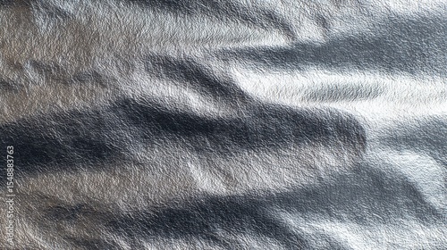 Shiny metallic texture with wrinkles and waves in silver gray