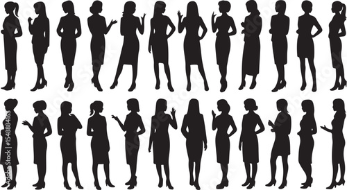 Business Woman Silhouette Vector Illustration Collection of People
