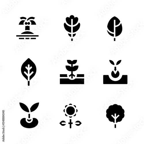 Tree Silhouette  icon set on whitebackhground
