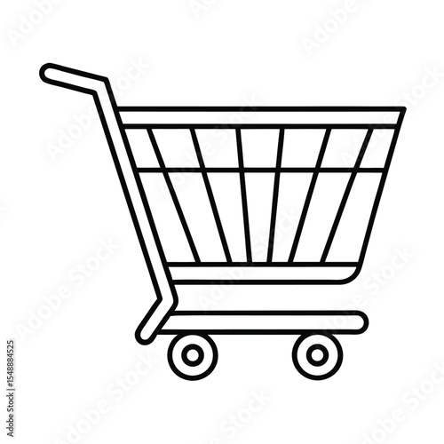 Simple shopping cart illustration representing retail commerce and online shopping for design elements