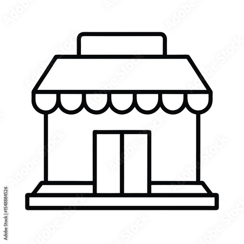 Simple shop front icon vector illustration representing retail business or commercial building