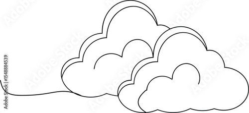 Cloud Continuous Line Drawing – Minimalist Weather Icon Design