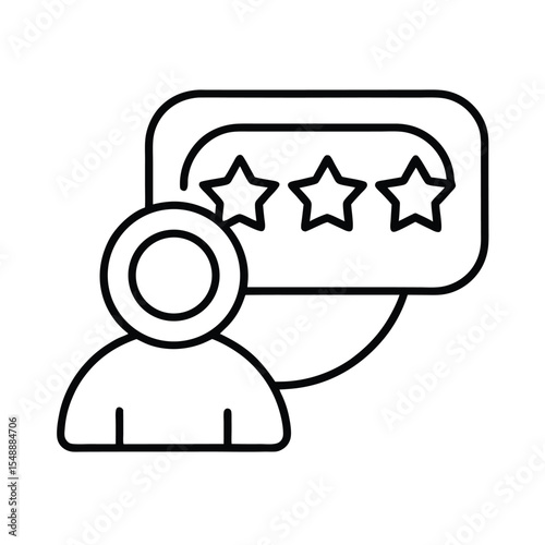 User providing customer feedback and rating service experience with three star review concept