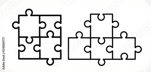 Two Sets of Interlocking Puzzle Pieces