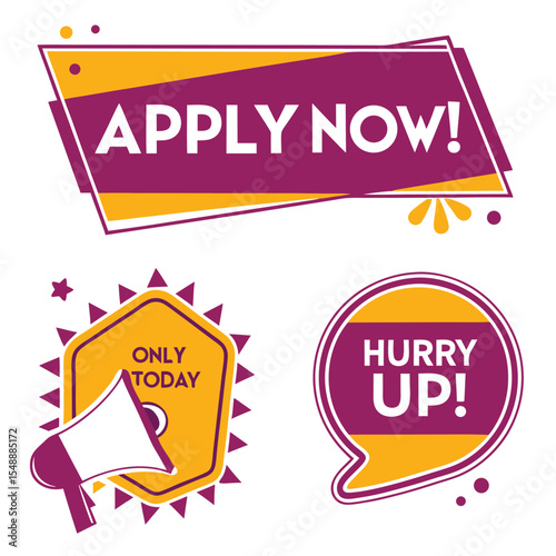Six vibrantly colored apply now buttons