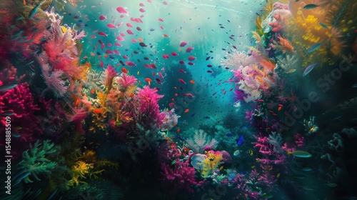 Colorful coral reef underwater scene