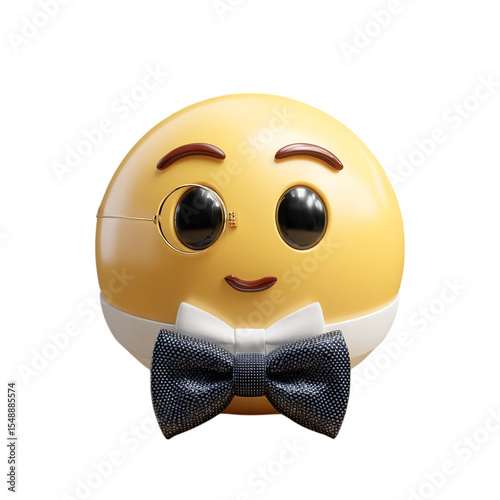 Emoji with monocle and bowtie, gentleman style --v 7.0 --no background --p fig9u4r