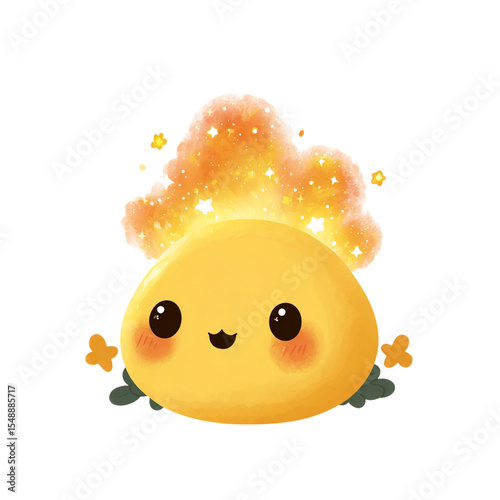 Fire emoji with soft glow and sparks in kawaii face --v 7.0 --no background --p fig9u4r