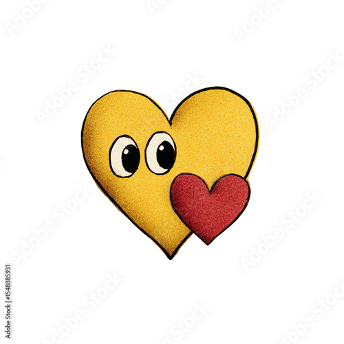 Hand-drawn flat style heart eyes emoji with playful curves --v 7.0 --no background --p fig9u4r