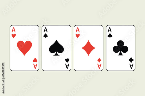 Four Ace Playing Cards in Different Suits