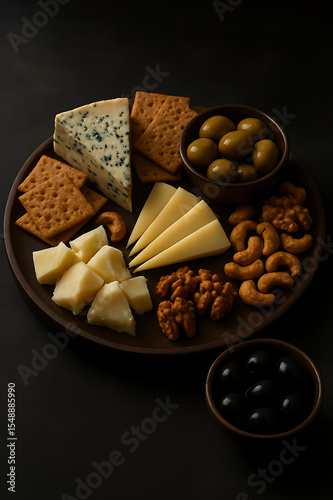 Brown, delicious coffee beans with sweet chocolate, nuts, and a tasty cookie snack, perfect for a cozy breakfast dessert