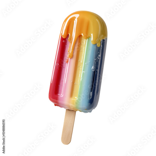 Melting popsicle in summer colors --v 7.0 --no background --p fig9u4r