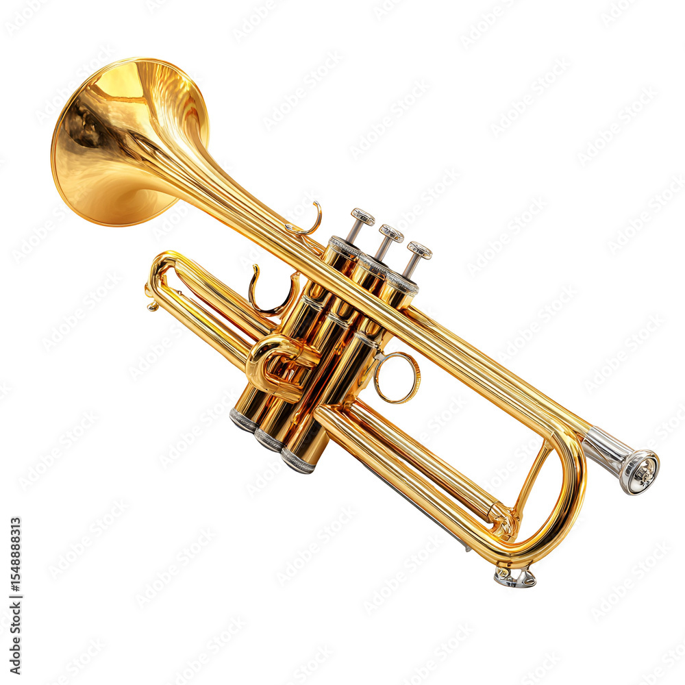 Obraz premium Golden Trumpet Isolated on Black Background