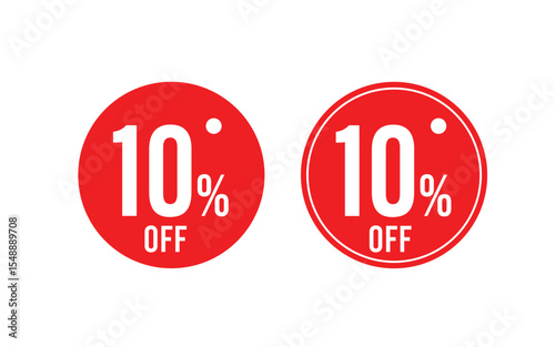Red Circular 10% OFF Sale Tags – Vector