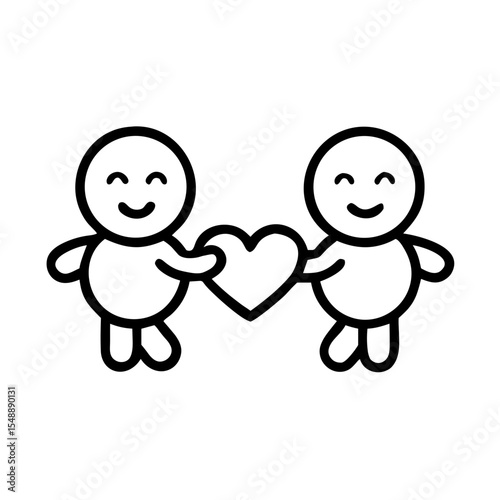 Cute Babies Holding Hearts Icon Set for Baby Shower Invitations, Nursery Websites, Parenting Blogs, Child Development Apps and Family-oriented Design Projects