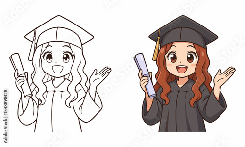 graduation students coloring page for kids