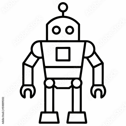 Robot outline icon on white background