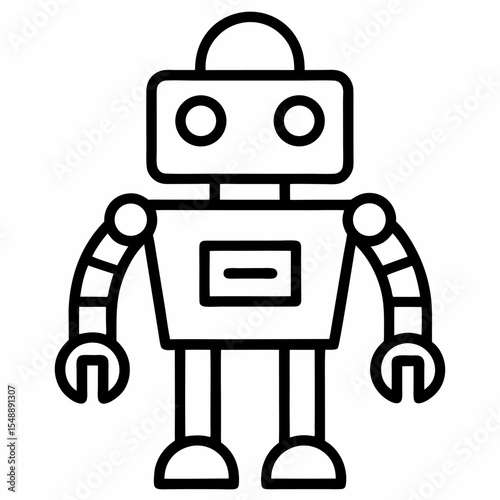Robot outline icon on white background