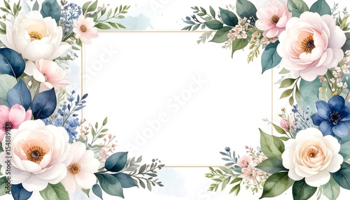 Floral frame with white background.