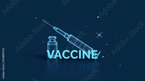 Futuristic Digital Vaccine Vial and Syringe with 