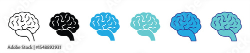 brain icon set. contain human cognition, mental power, creativity, memory, and the future intelligence icon, thin line and color style symbol sign for your app web. vector illustration