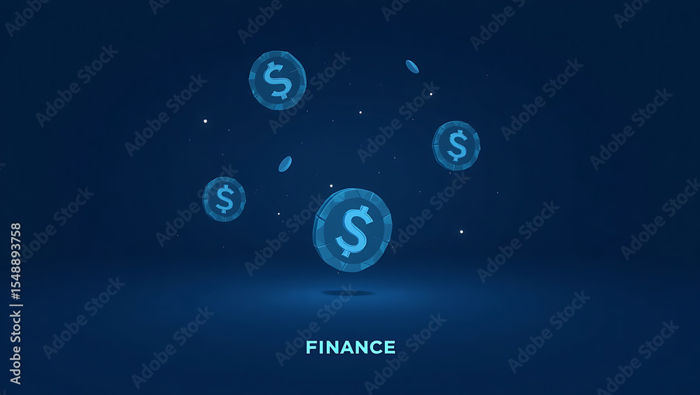 Naklejka premium Digital Finance and Cryptocurrency Concept: Interconnected Floating Dollar Coins.