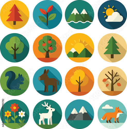 Nature and Seasons A Collection of FlatStyle Icons