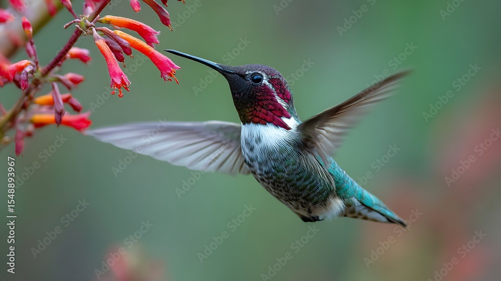 Obraz premium Hummingbird Feeding on Flower