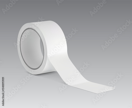 Blank adhesive tape roll mockup. Vector illustration isolated on grey background. Easy to use for presentation your product, idea, design. EPS10.