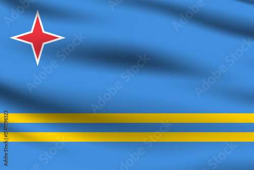 Aruba flag official colors and proportion digital vector illustration. Pleated flag.