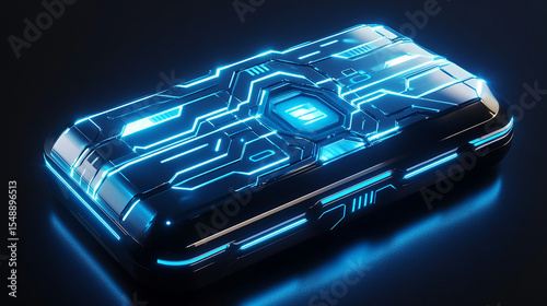 a sleek futuristic object with neon glowing 3D design