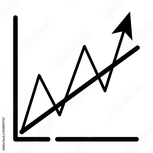 Zigzag Growth Line Chart Icon Illustration