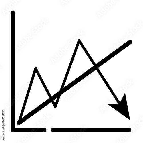 Zigzag Decline Line Chart Icon Illustration