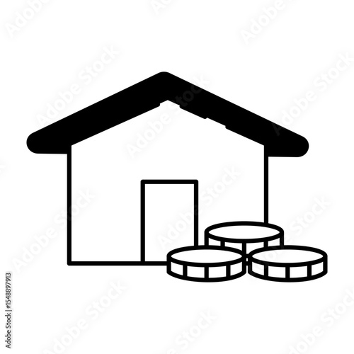 House and Coins Icon for Finance