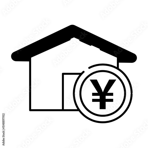 House and Yen Coin Value Icon