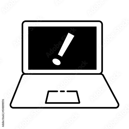 Laptop Screen with Warning Exclamation Mark