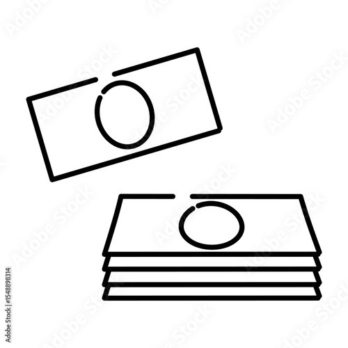 Flying Bill and Money Stack Icon Illustration